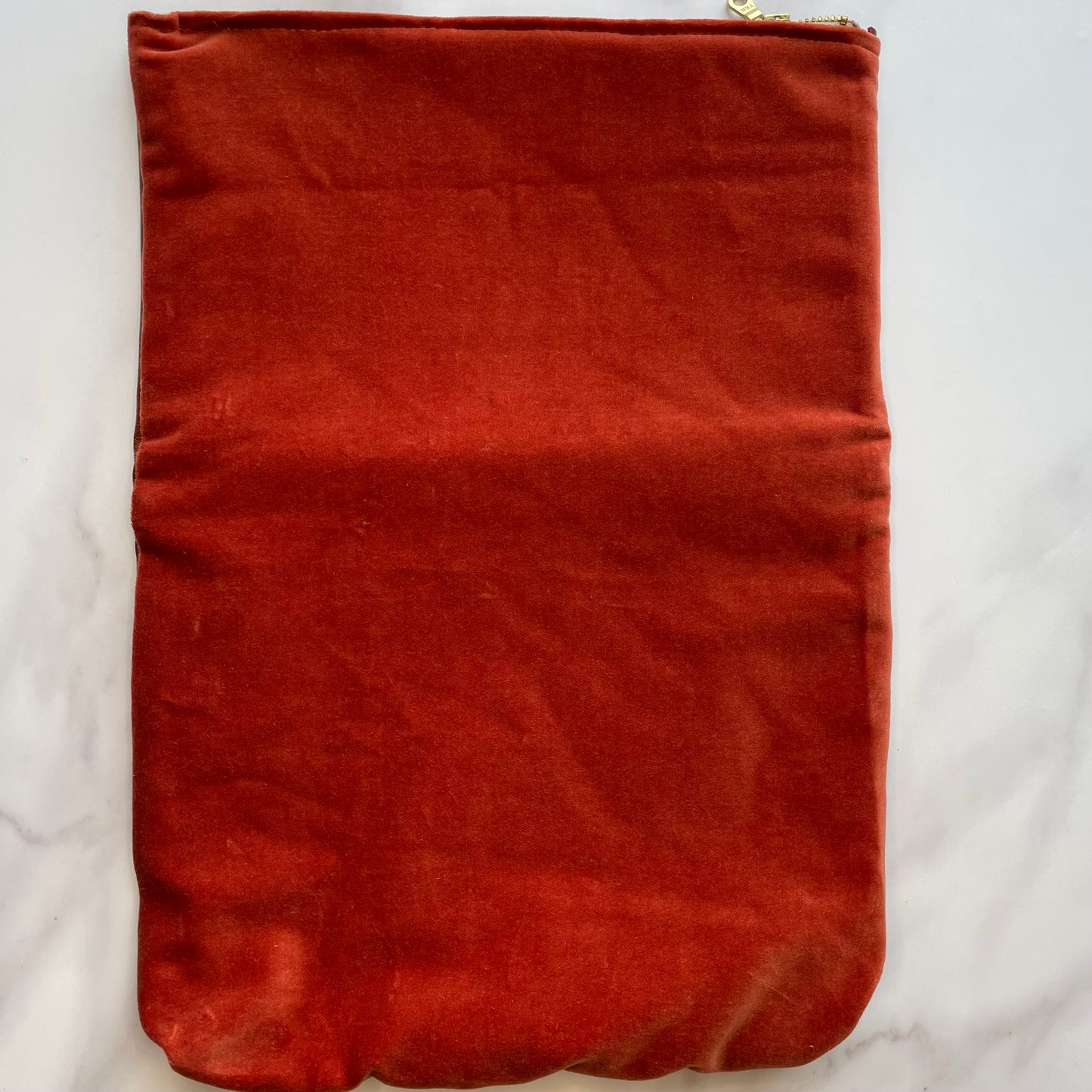 Foldover Clutch: Brown Leather / Rust Velvet
