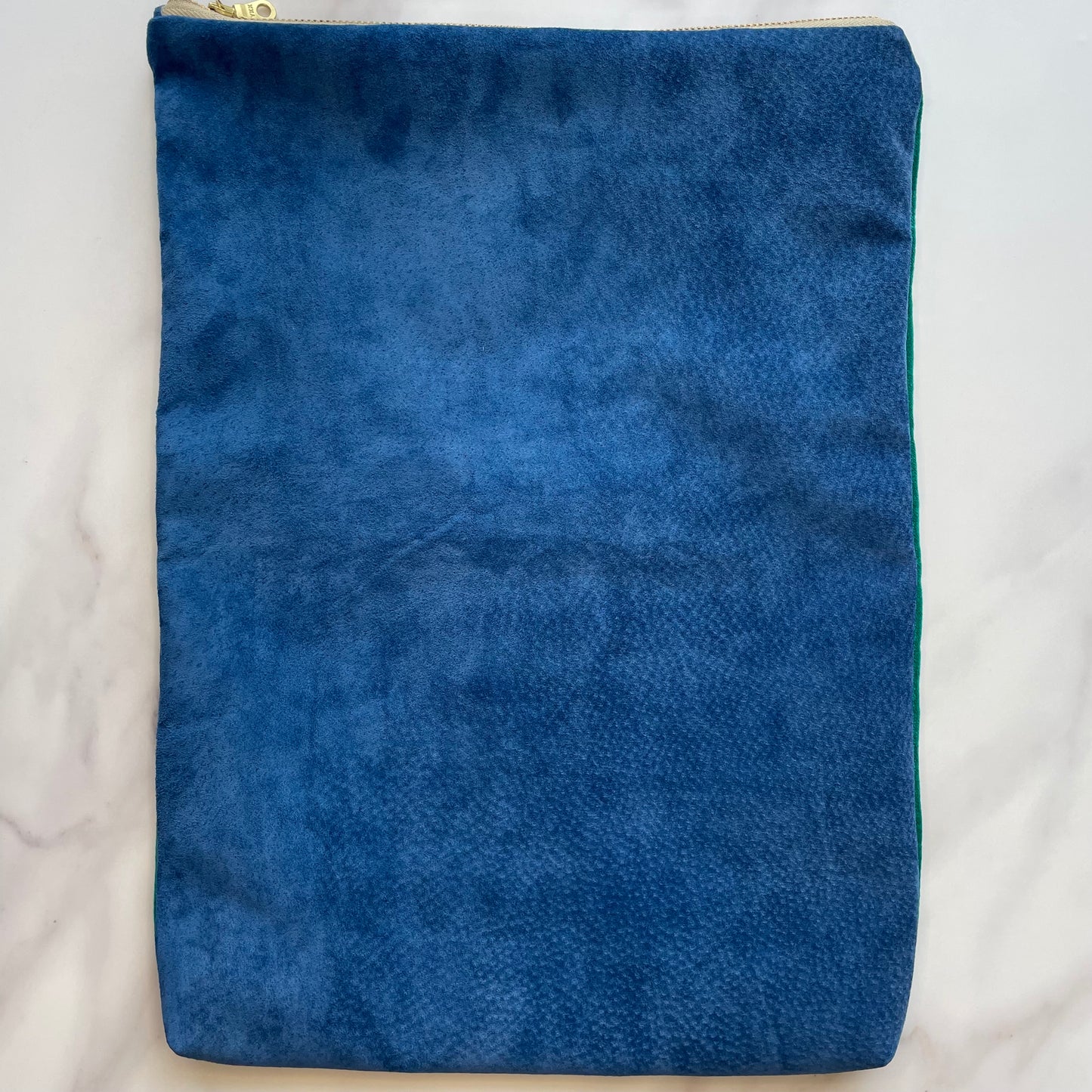 Foldover Clutch: Blue Suede / Sea Green Velvet