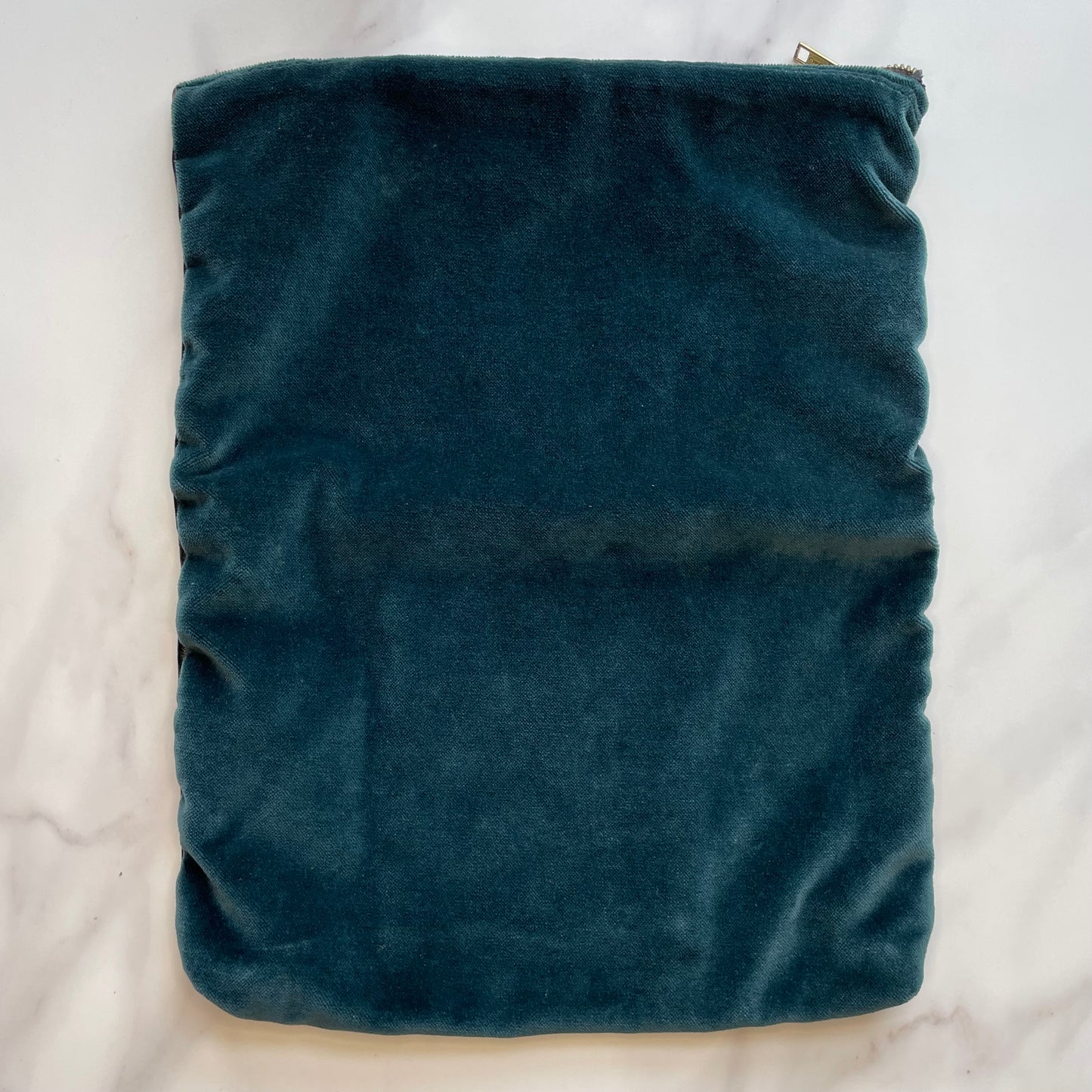 Foldover Clutch: Black Leather / Forest Green Velvet