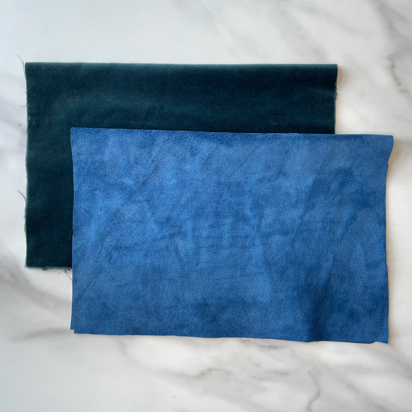 Foldover Clutch: Blue Suede / Forest Green Velvet