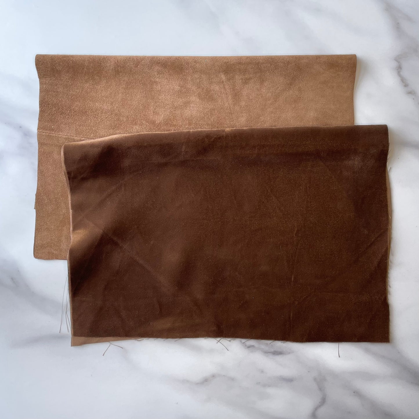 Foldover Clutch: Light Brown Suede / Brown Velvet