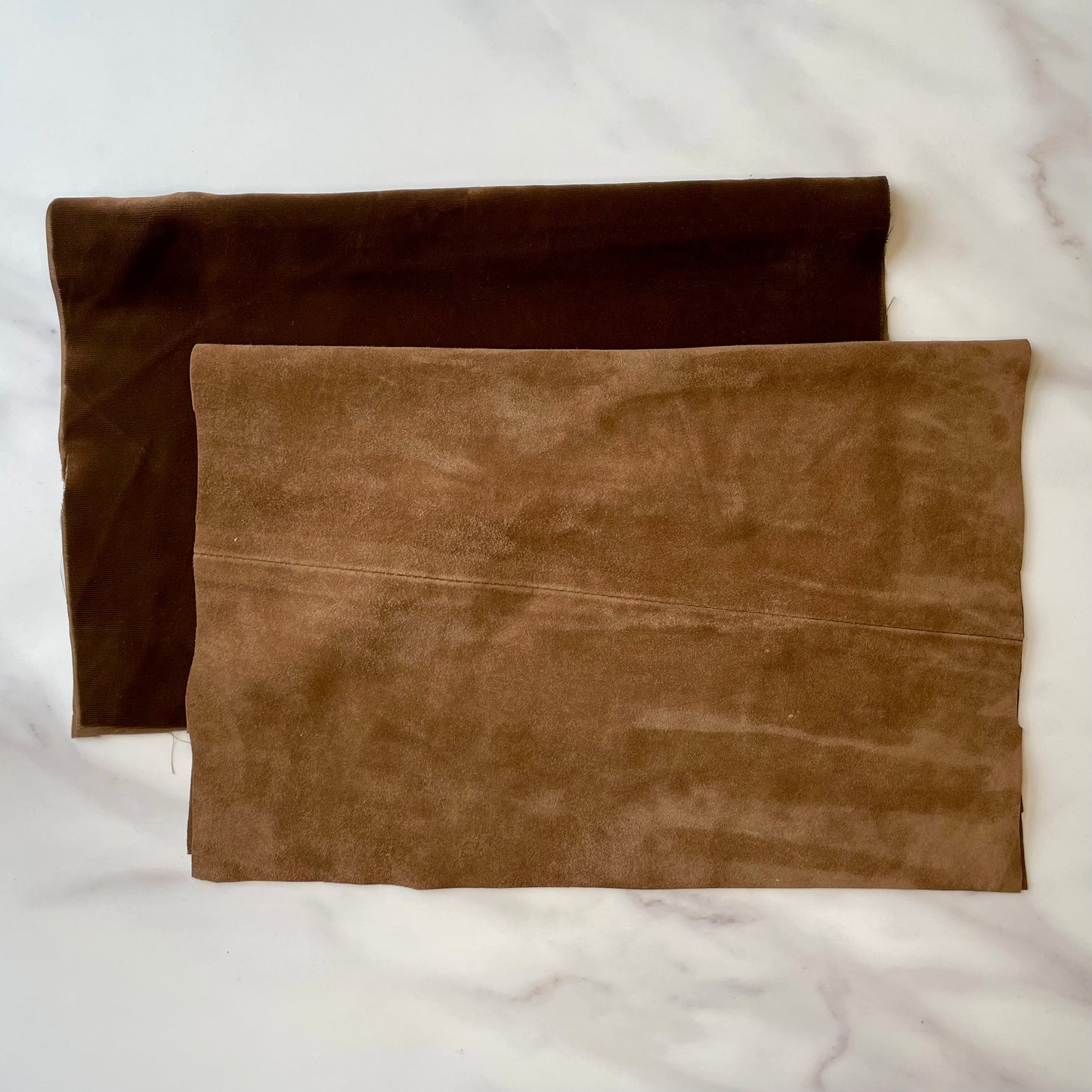Foldover Clutch: Light Brown Suede / Brown Velvet
