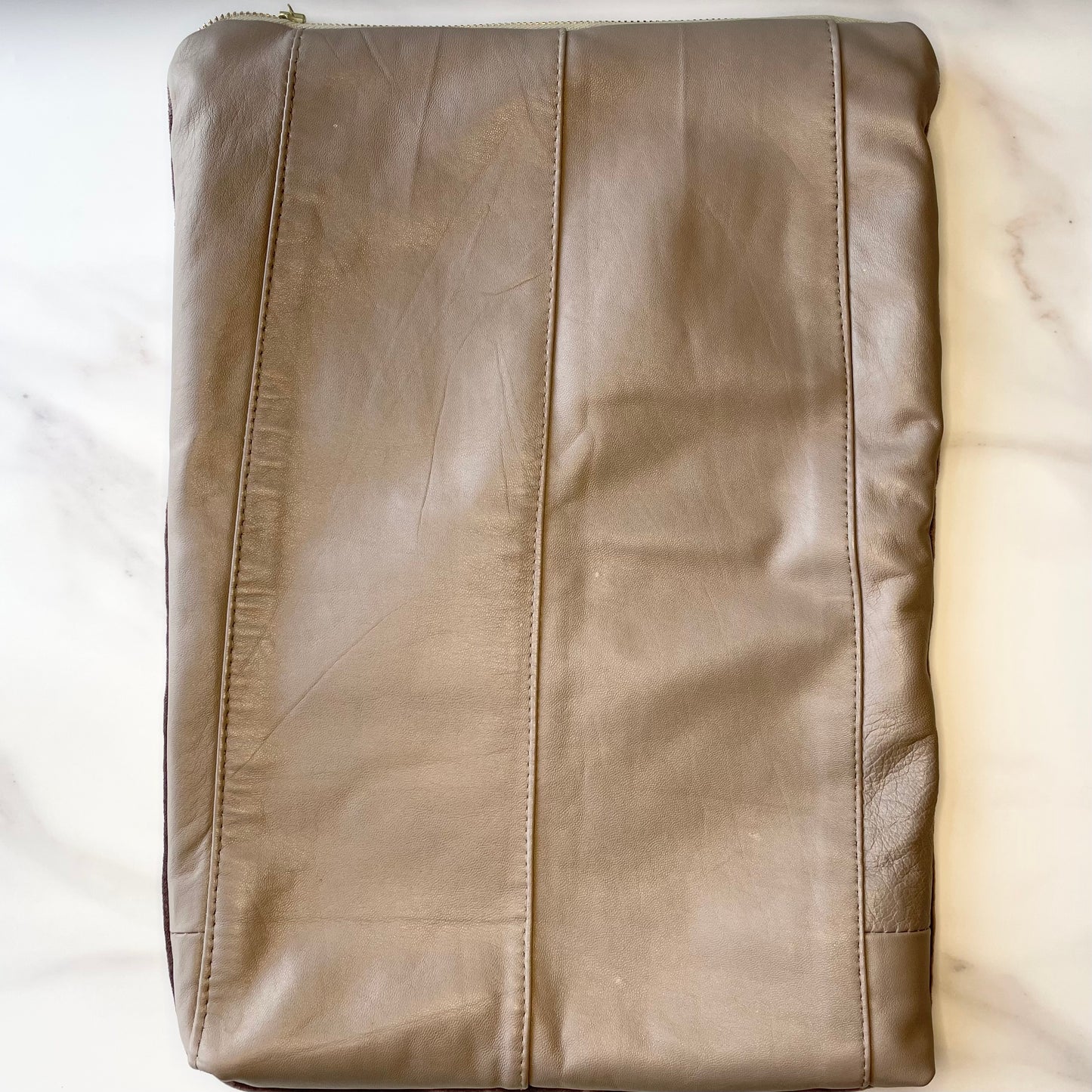 Foldover Clutch: Taupe Leather / Vintage Lilac Velvet