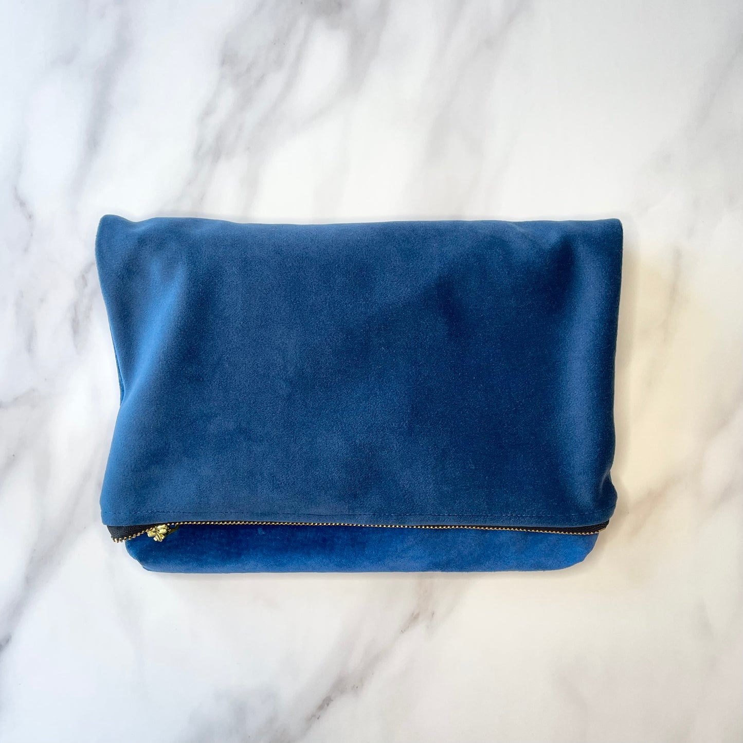 Foldover Clutch: Blue Suede / Blue Velvet