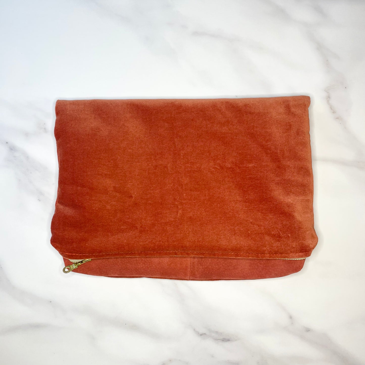 Foldover Clutch: Rust Suede / Rust Velvet