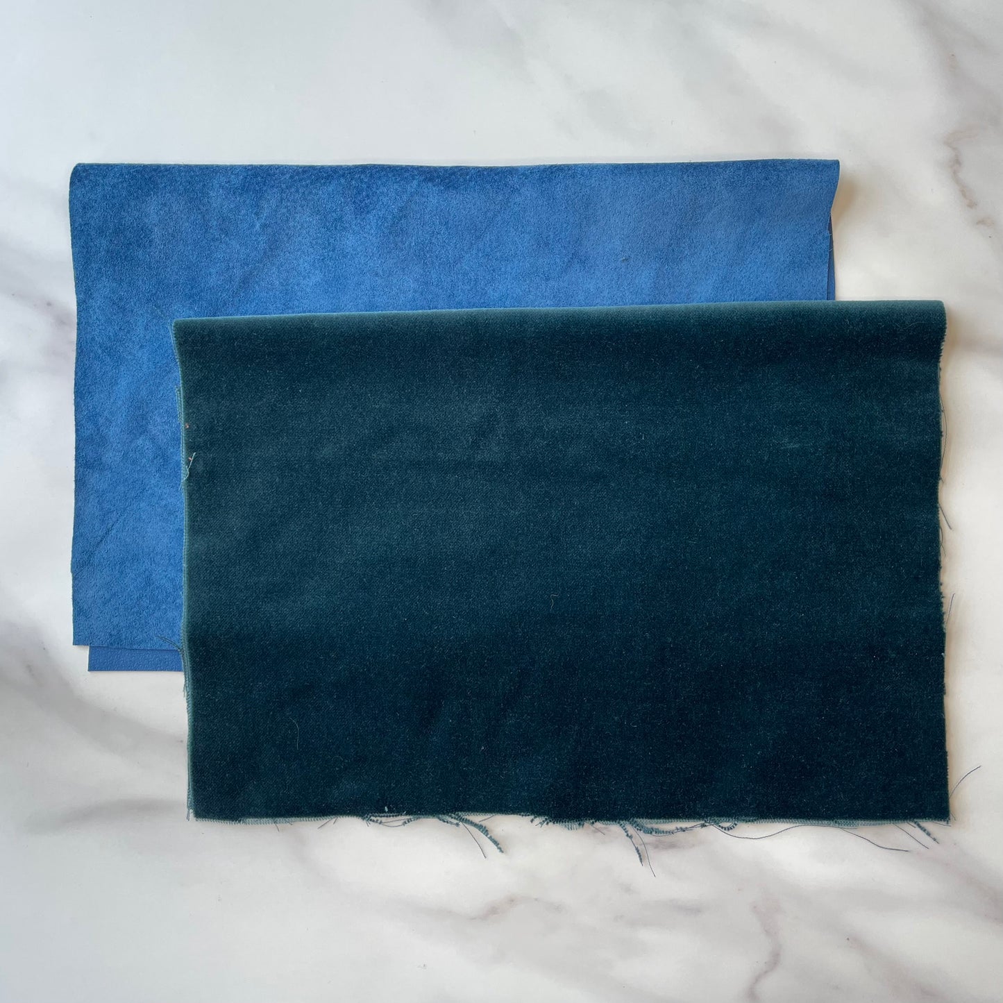 Foldover Clutch: Blue Suede / Forest Green Velvet